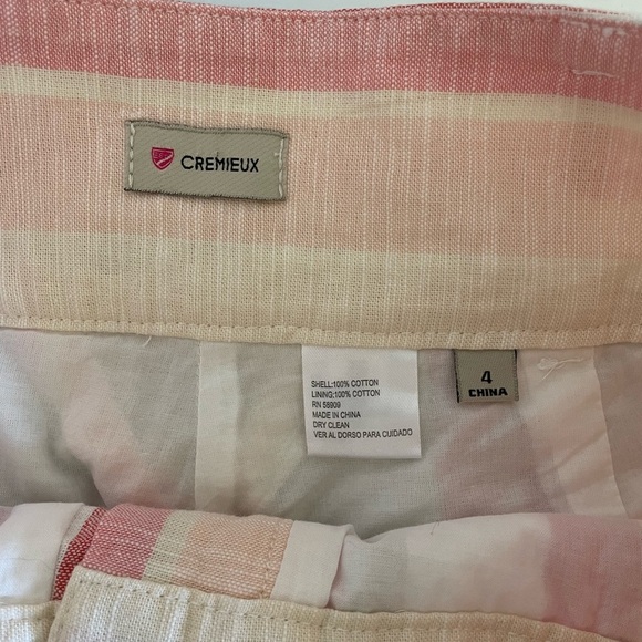 Cremieux Striped Pink and Cream Women's Culottes Size 4 - Picture 7 of 7